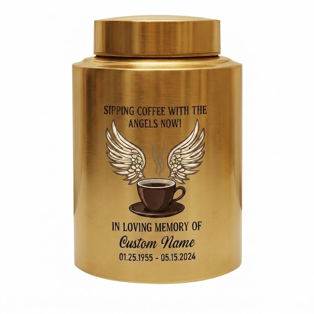 Personalized Coffee Theme Stainless Steel Cremation Urn for Ashes, Custom Name and Date Tribute for Coffee Lover, Large Size Options, Memorial Keepsake Urn, Memorial Gift, In Loving Memory - Image 9