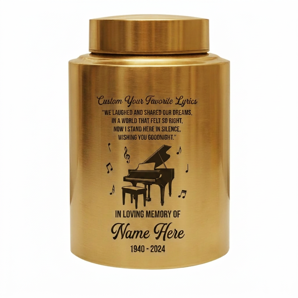 Personalized Piano Music Lovers Custom Favorite Lyrics Stainless Steel Cremation Urn for Adult Male Female Human Ashes Large Memorial Keepsake Urn, Memorial Gift, In Loving Memory - Image 9