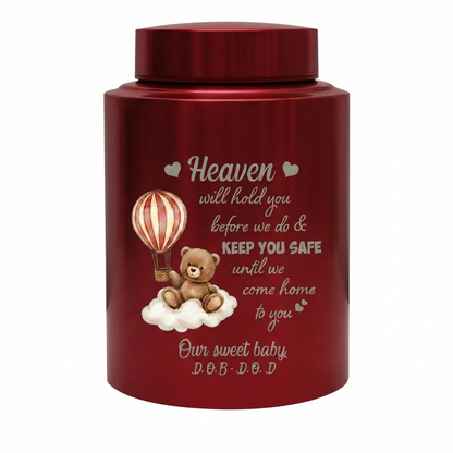 Personalized Baby Loss Heaven Will Hold You UV Print Stainless Steel Vessel for Infant Miscarriage Stillbirth Bereavement Large Decorative Silver Memorial Keepsake Urn, Memorial Gift, In Loving Memory - Image 10