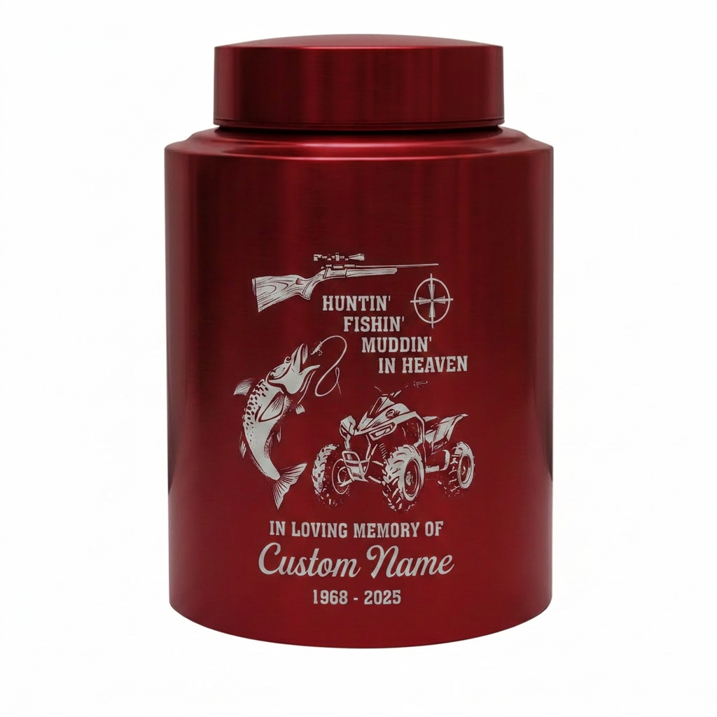 Personalized Bass Fishing Huntin Fishin Muddin In Heaven Stainless Steel Urn for Dad Grandpa Fisherman Hunter Outdoorsman Ashes Large Memorial Keepsake Urn, Memorial Gift, In Loving Memory - Image 10