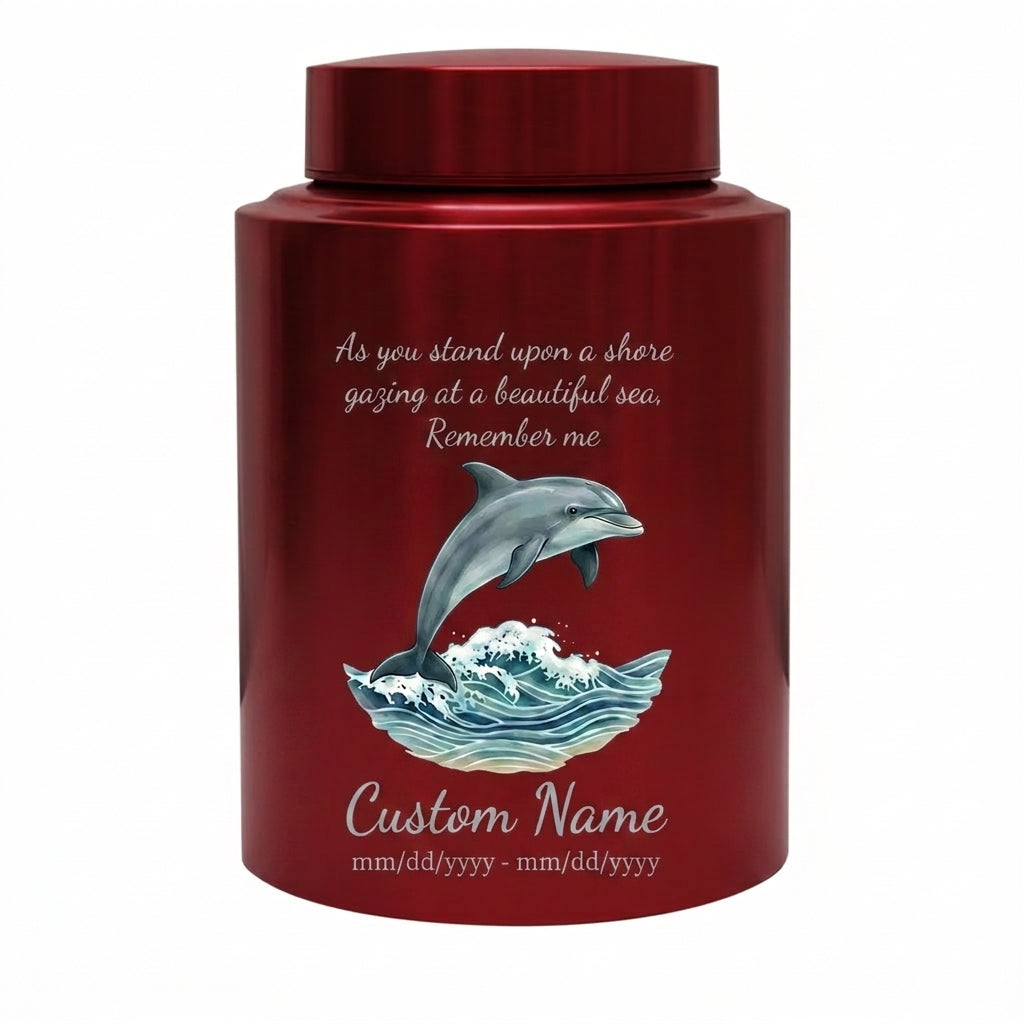 Personalized Dolphin Ocean Beach Themed UV Printed Metal Funeral Ash Container For Mom Dad Adult Male Female Large Cremation Memorial Keepsake Urn, Memorial Gift, In Loving Memory - Image 10