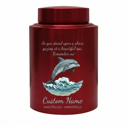 Personalized Dolphin Ocean Beach Themed UV Printed Metal Funeral Ash Container For Mom Dad Adult Male Female Large Cremation Memorial Keepsake Urn, Memorial Gift, In Loving Memory - Image 10