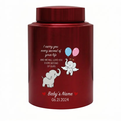 Personalized Angel Baby Elephant Grieving Stainless Steel Urn For Infant Loss Miscarriage Child Memory Large 7.5x5.1 UV Printed Decor Memorial Keepsake Urn, Memorial Gift, In Loving Memory - Image 10