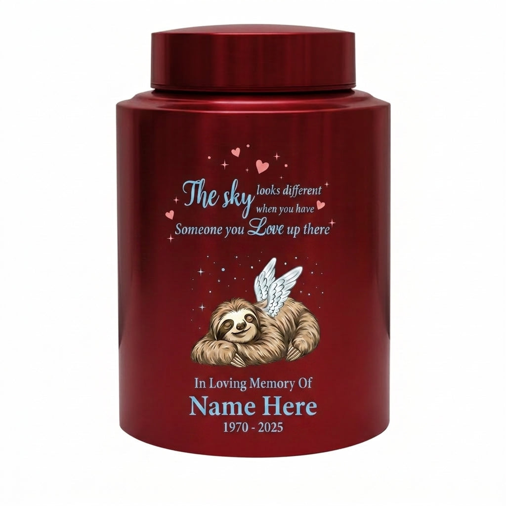 Personalized Sloth Cremation Urn UV Printed Stainless Steel Ash Holder The Sky Looks Different Quote For Animal Lovers Adult Pet Ashes Memorial Keepsake Urn, Memorial Gift, In Loving Memory - Image 10