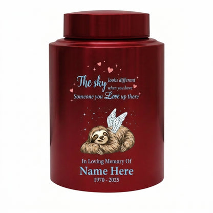 Personalized Sloth Cremation Urn UV Printed Stainless Steel Ash Holder The Sky Looks Different Quote For Animal Lovers Adult Pet Ashes Memorial Keepsake Urn, Memorial Gift, In Loving Memory - Image 10