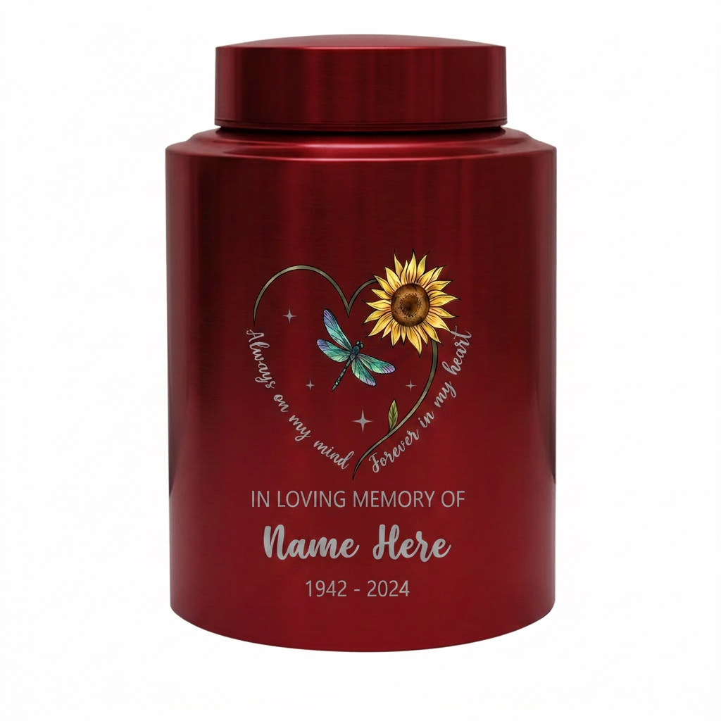 Personalized Dragonfly Moon Sunflower Stainless Steel Cremation Urn Adult Ashes Funeral Burial Bereavement Always On My Mind Memorial Keepsake Urn, Memorial Gift, In Loving Memory - Image 10