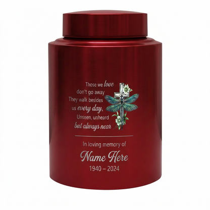 Personalized Dragonfly Floral Cross Stainless Steel UV Printed Funeral Burial Ash Storage for Adult Male Female Human Ashes 5.9in or 7.5in Memorial Keepsake Urn, Memorial Gift, In Loving Memory - Image 10