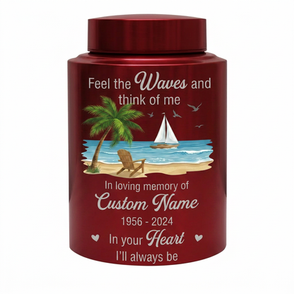 Personalized Beach Ocean Waves Design Stainless Steel Urn for Human Ashes, Loss of Loved One Funeral Bereavement Remembrance Tribute, 2 Sizes, Memorial Keepsake Urn, Memorial Gift, In Loving Memory - Image 10
