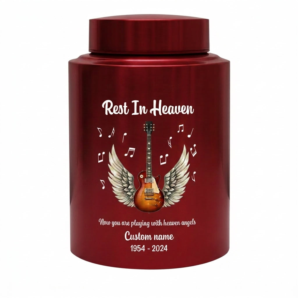 Personalized Guitar Music Lovers Stainless Steel Funeral Cremation Vault For Musician Guitarist Adult Male Female Remains Small And Large Sizes Memorial Keepsake Urn, Memorial Gift, In Loving Memory - Image 10