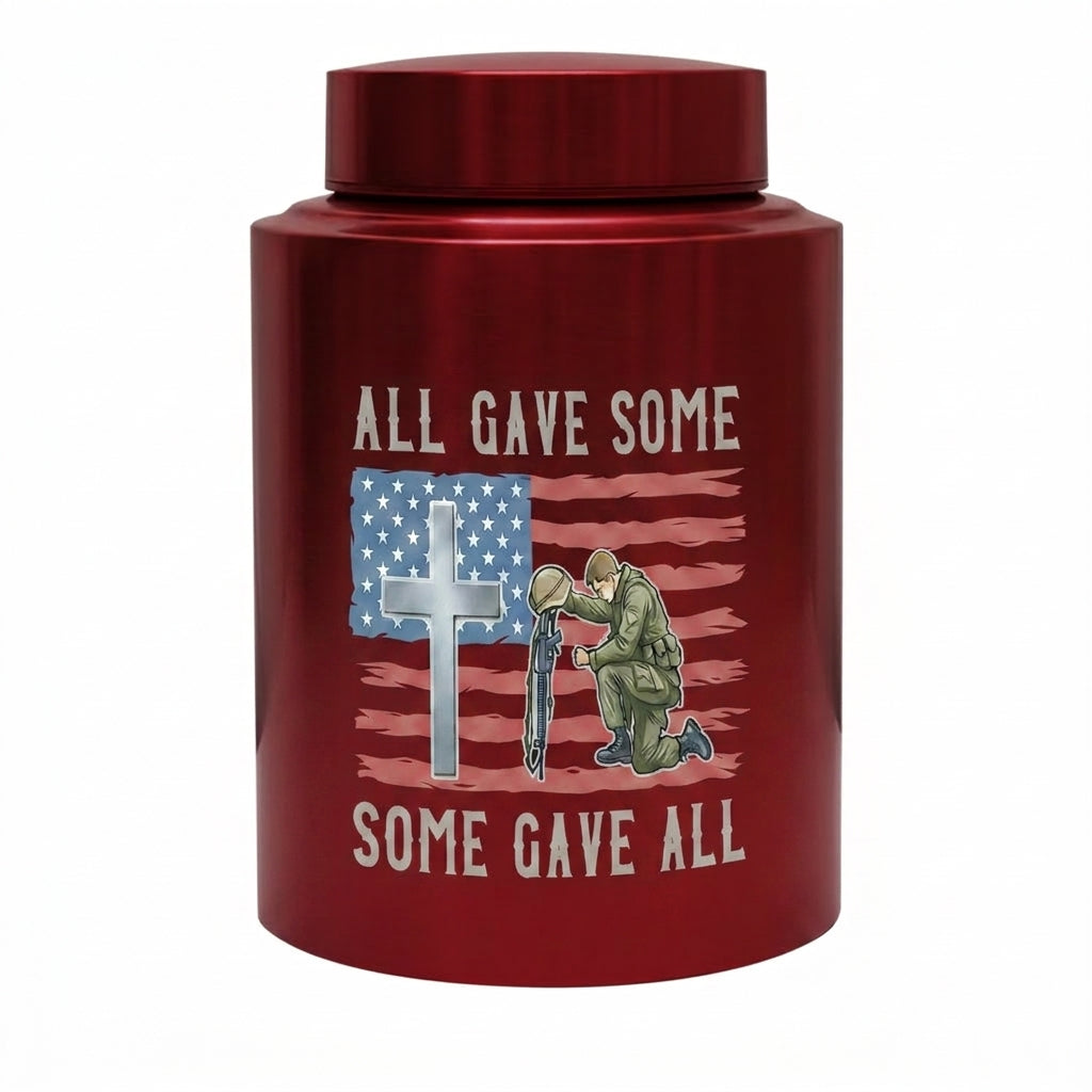 All Gave Some Veteran Kneeling Soldier American Flag Cross Stainless Steel Ash Container Military Army Navy Sympathy Bereavement Memorial Keepsake Urn, Memorial Gift, In Loving Memory - Image 10