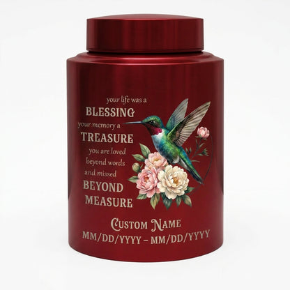 Personalized Hummingbird Stainless Steel Cremation Urn For Human Ashes Custom Name And Date Loss Of Loved One Sympathy Condolence Bereavement Memorial Keepsake Urn, Memorial Gift, In Loving Memory - Image 10