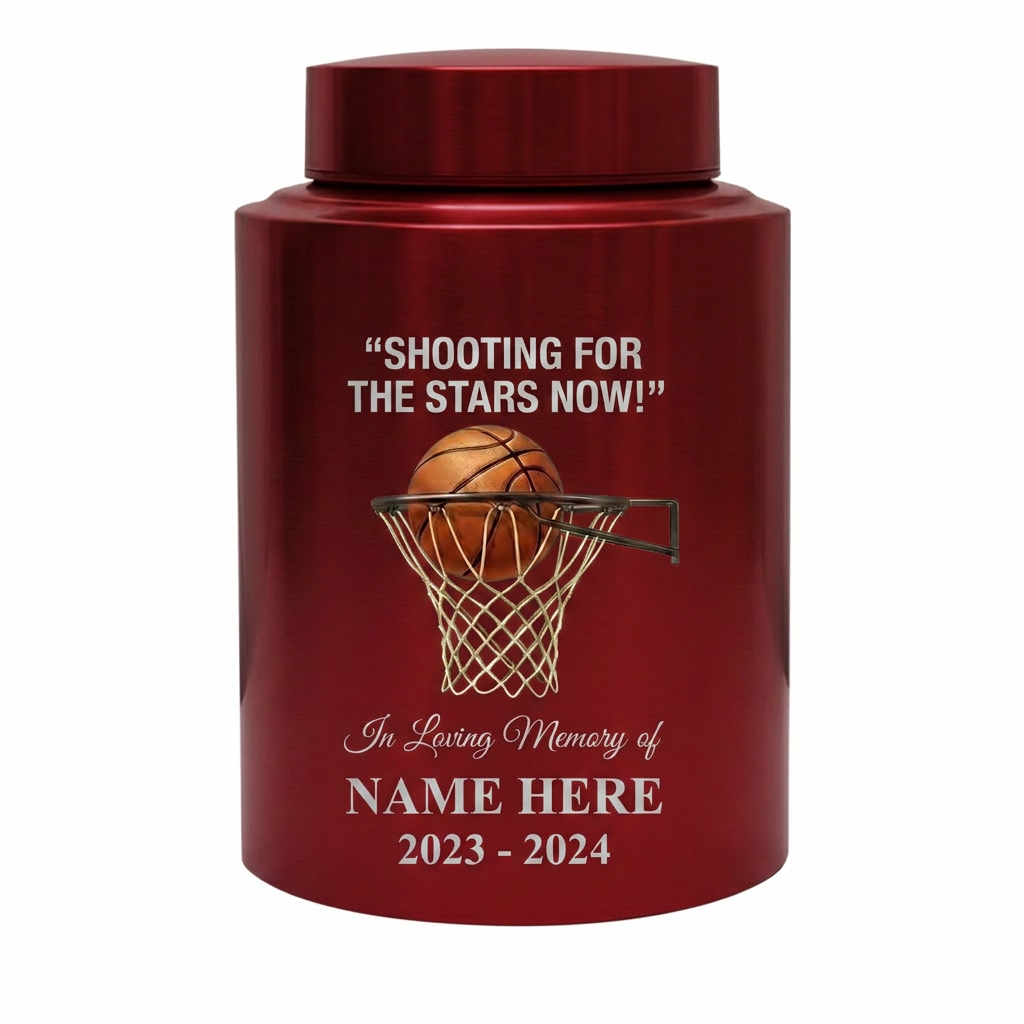 Personalized Basketball Stainless Steel UV Printed Urn for Human Ashes, Sports Fan Player Loss Tribute, Shooting For The Stars Now Large Custom Memorial Keepsake Urn, Memorial Gift, In Loving Memory - Image 10