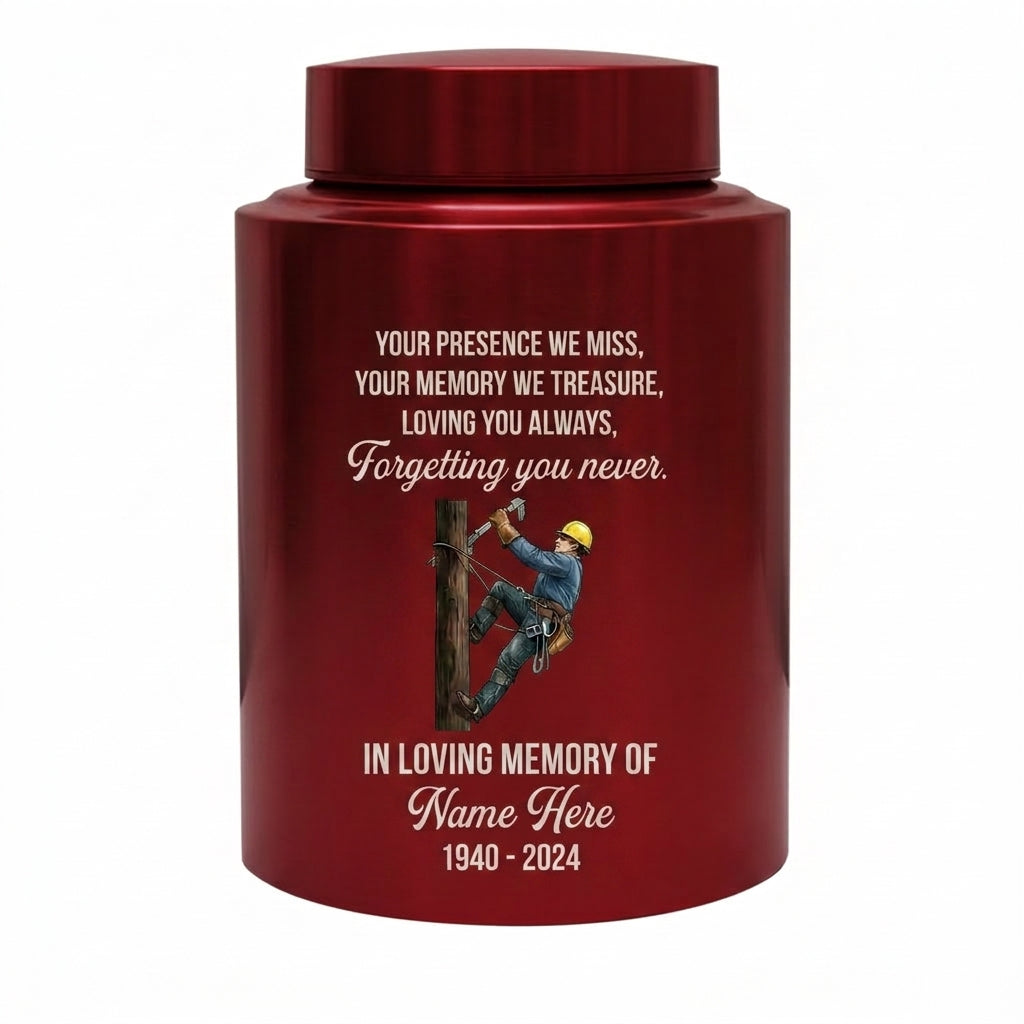 Personalized Lineman Electrician Cremation UV Printed Stainless Steel for Dad Husband Human Ashes Loss Small 5.9x3.9in Large 7.5x5.1in Memorial Keepsake Urn, Memorial Gift, In Loving Memory - Image 10