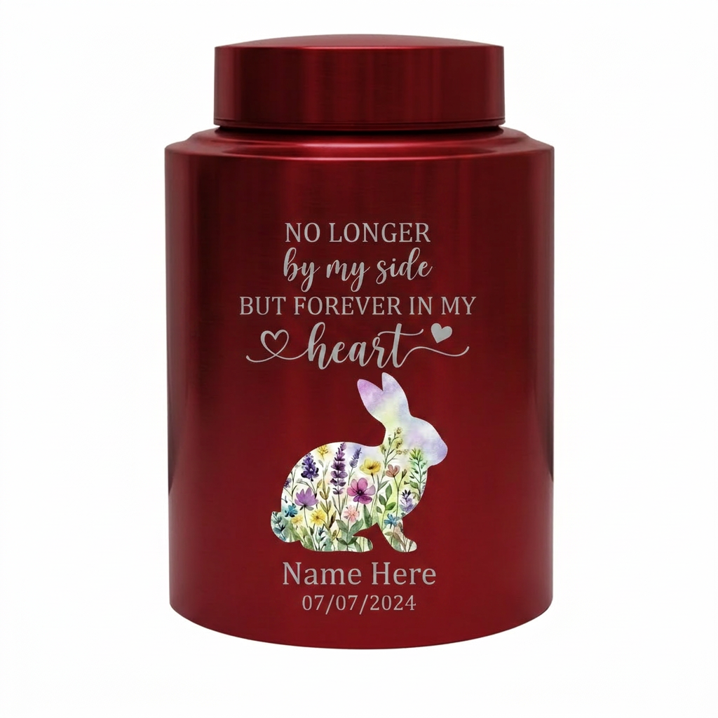Personalized Rabbit No Longer By My Side In My Heart UV Printed Metal Pet Loss Bereavement Sympathy Present For Bunny Owners 2 Sizes Memorial Keepsake Urn, Memorial Gift, In Loving Memory - Image 10
