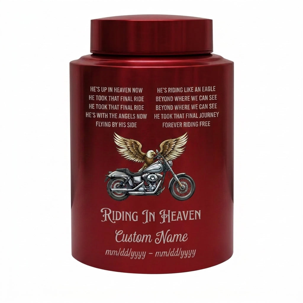 Personalized Motorcycle Riding in Heaven Stainless Steel Urn for Dad Biker Adult Male, Decorative Ash Container Small 5.9x3.9 Large 7.5x5.1, Memorial Keepsake Urn, Memorial Gift, In Loving Memory - Image 10