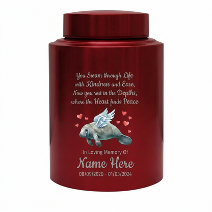 Personalized Manatee Beach Ocean Stainless Steel UV Printed Loss Of Loved One Marine Enthusiast Remembrance Keepsake Small Large Memorial Keepsake Urn, Memorial Gift, In Loving Memory - Image 10