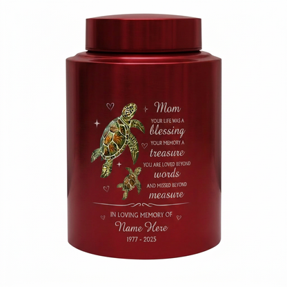 Personalized Sea Turtle Mom Stainless Steel Mother Bereavement Funeral Ash Holder Adult Female Decorative Vessel Silver Black Gold Red Memorial Keepsake Urn, Memorial Gift, In Loving Memory - Image 10