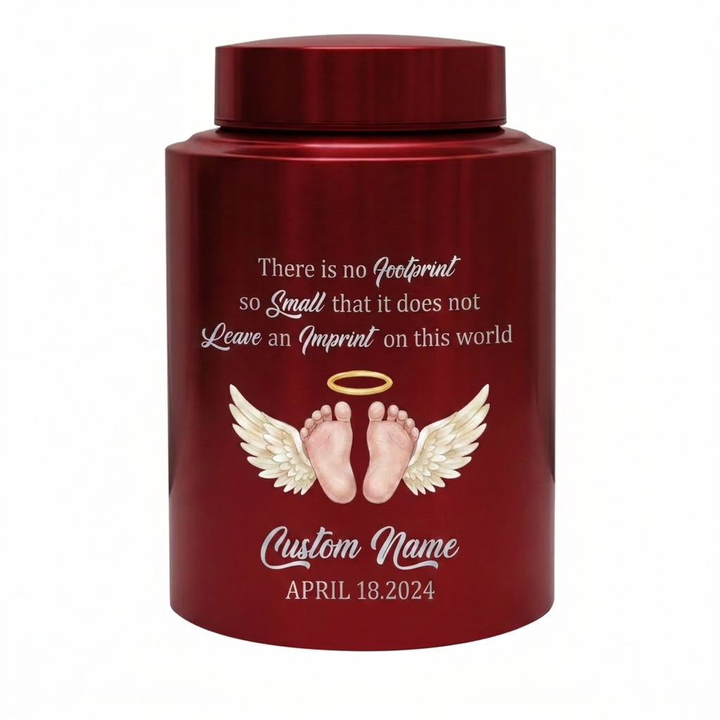 Personalized Angel Baby Footprint Stainless Steel Cremation Urn, Infant Loss Remembrance Container, Grieving Parent Sympathy Present, Memorial Keepsake Urn, Memorial Gift, In Loving Memory - Image 10