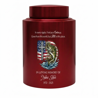 Personalized Bass Fishing Stainless Steel Cremation Urn for Human Ashes, Fisherman Dad Grandpa Loss Tribute, Silver Black Gold Red Options, Memorial Keepsake Urn, Memorial Gift, In Loving Memory - Image 10