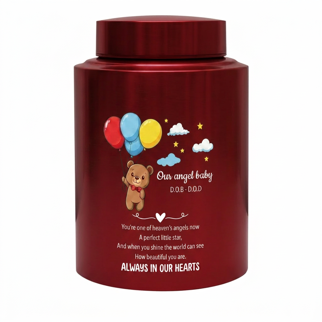 Personalized Teddy Bear Balloons Baby Loss Stainless Steel Urn For Infant Child Bereavement Custom Engraved Sympathy Gift Large And Small Memorial Keepsake Urn, Memorial Gift, In Loving Memory - Image 10