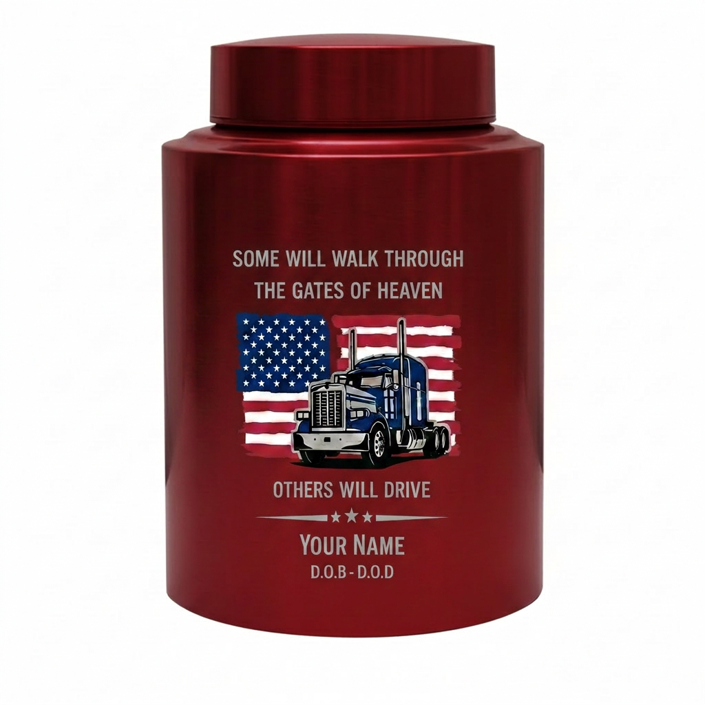 Personalized Semi Truck Angel Wings Stainless Steel Cremation Urn for Truck Driver Dad Male, 2 Sizes, Funeral Bereavement Tribute, Memorial Keepsake Urn, Memorial Gift, In Loving Memory - Image 10