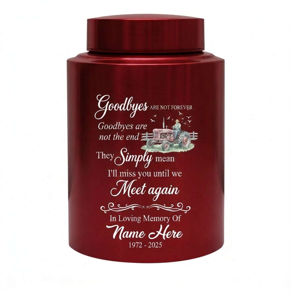 Personalized Farmer Memorial Stainless Steel Ash Holder with Flying Birds Goodbyes Are Not Forever Quote for Loss of Father Grandfather Memorial Keepsake Urn, Memorial Gift, In Loving Memory - Image 10