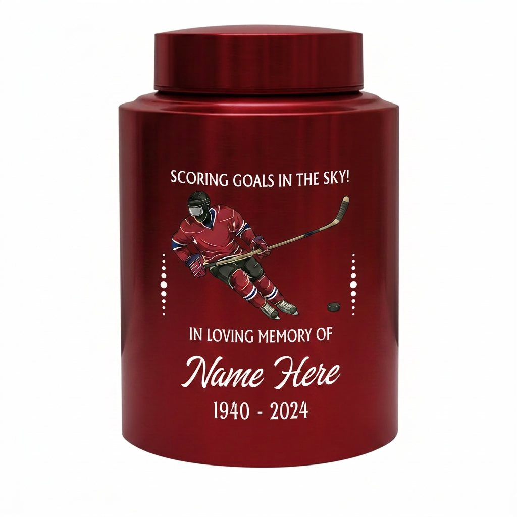 Personalized Ice Hockey UV Printed Stainless Steel Sports Fan Player Loss Funeral Ashes Display For Home Mantel Large And Small Memorial Keepsake Urn, Memorial Gift, In Loving Memory - Image 10