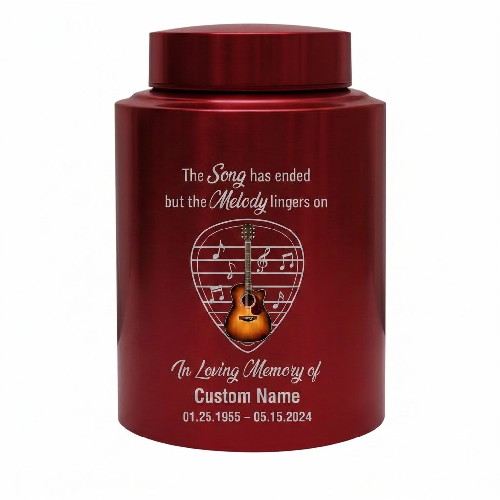 Personalized Adult Musician Theme UV Printed Metal Cremation Urn for Ashes, Music Lover Bereavement Ash Holder for Loss of Family Member, Memorial Keepsake Urn, Memorial Gift, In Loving Memory - Image 10