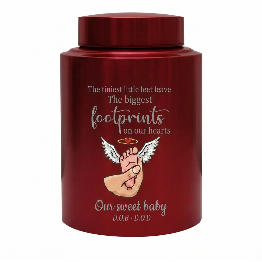 Personalized Baby Footprints Infant Loss Stainless Steel Urn, Child Bereavement Keepsake Custom Dates, Two Sizes 5.9x3.9 7.5x5.1, Memorial Keepsake Urn, Memorial Gift, In Loving Memory - Image 10