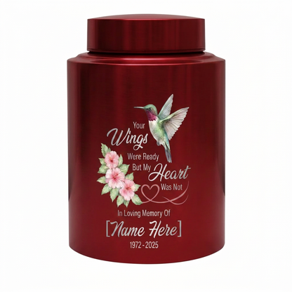 Personalized Hummingbird Stainless Steel Cremation Urn for Human Ashes, Your Wings Were Ready Bereavement Condolence Loss of Loved One Memorial Keepsake Urn, Memorial Gift, In Loving Memory - Image 10