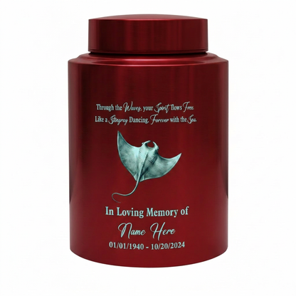 Personalized Stingray Beach Ocean Waves UV Printed Stainless Steel Urn for Loss of Loved One Marine Life Lover Large Ash Container Two Sizes Memorial Keepsake Urn, Memorial Gift, In Loving Memory - Image 10