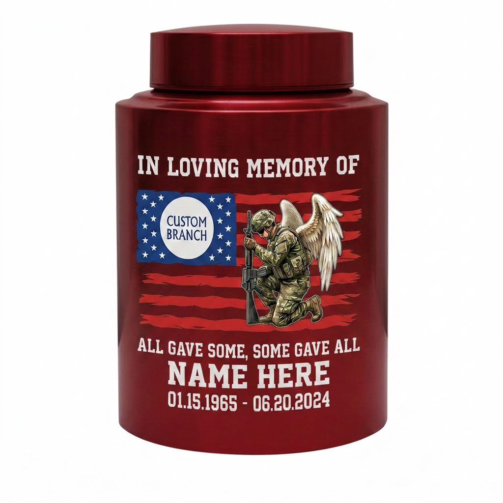 Personalized Veterans Memorial US Army Flag Stainless Steel Military Tribute Home Display Funeral Burial Large and Small Sizes Memorial Keepsake Urn, Memorial Gift, In Loving Memory - Image 10