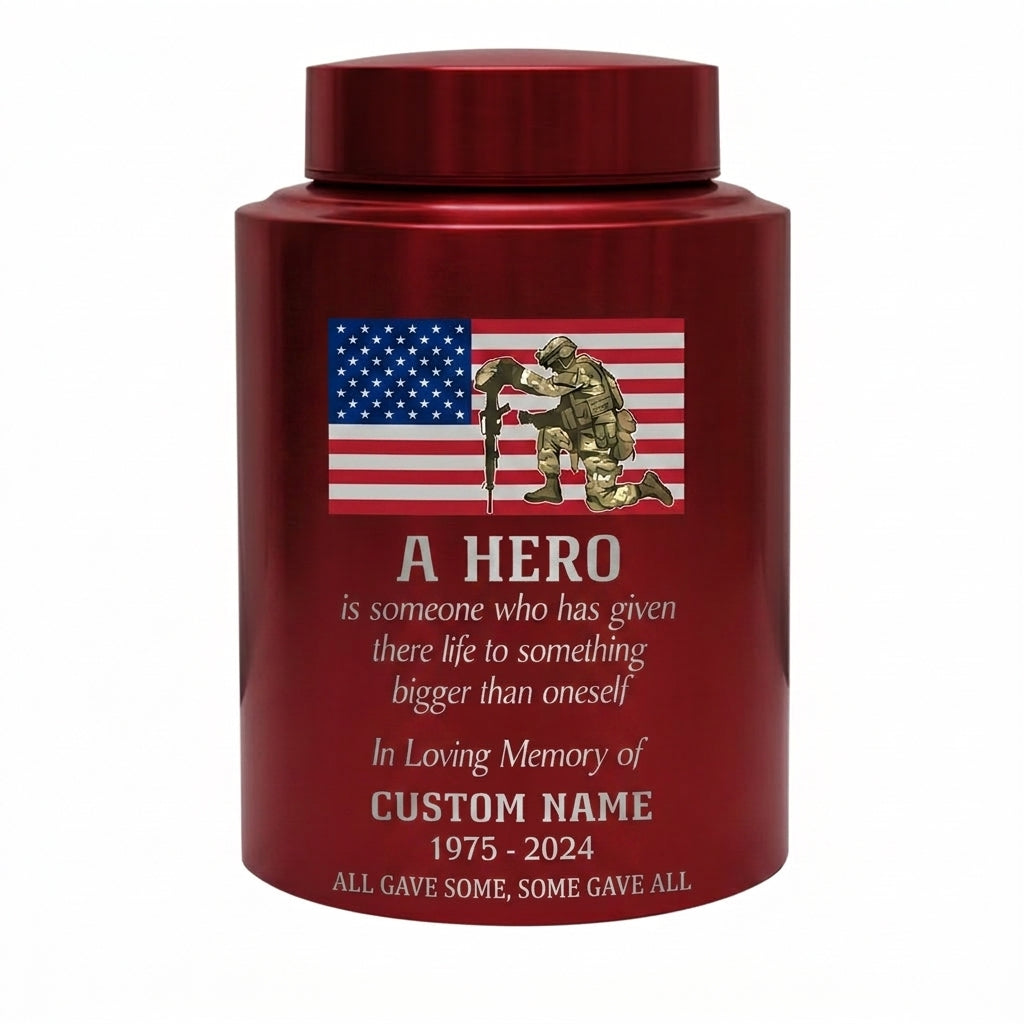 Personalized Military Veteran Hero Quote Stainless Steel Urn for Soldier Army Armed Forces Tribute Funeral Service Bereavement Small Large Memorial Keepsake Urn, Memorial Gift, In Loving Memory - Image 10