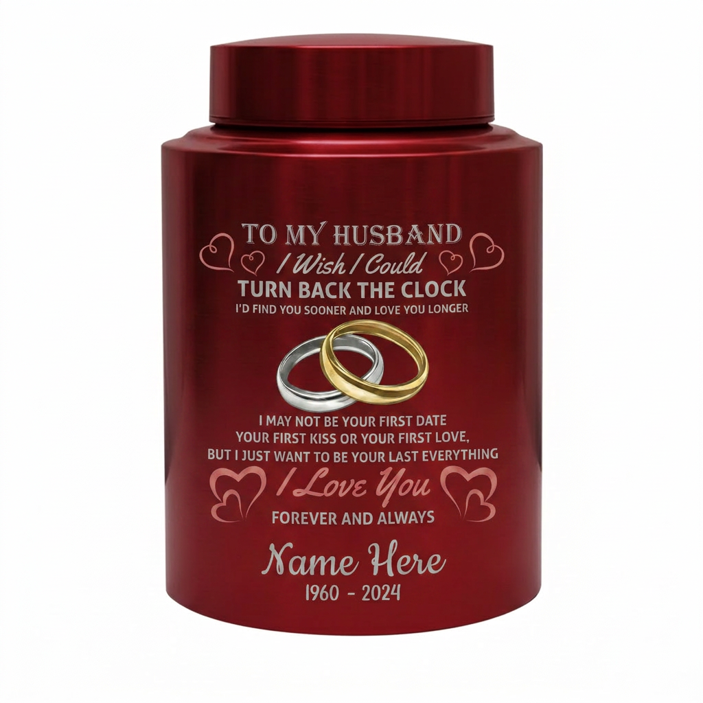 Personalized Interlocked Wedding Rings Couple In Heaven UV Printed Urn For Loss Of Husband Sympathy Bereavement Gifts For Widow Two Sizes Memorial Keepsake Urn, Memorial Gift, In Loving Memory - Image 10