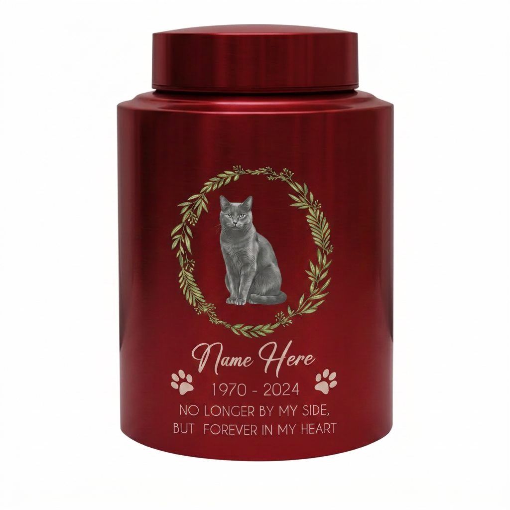 Personalized Cat Paw Print Wreath Pet Memorial Large Stainless Steel Urn for Ashes Cat Loss Sympathy Gift Mom Dad Lovers Custom Date Memorial Keepsake Urn, Memorial Gift, In Loving Memory - Image 10