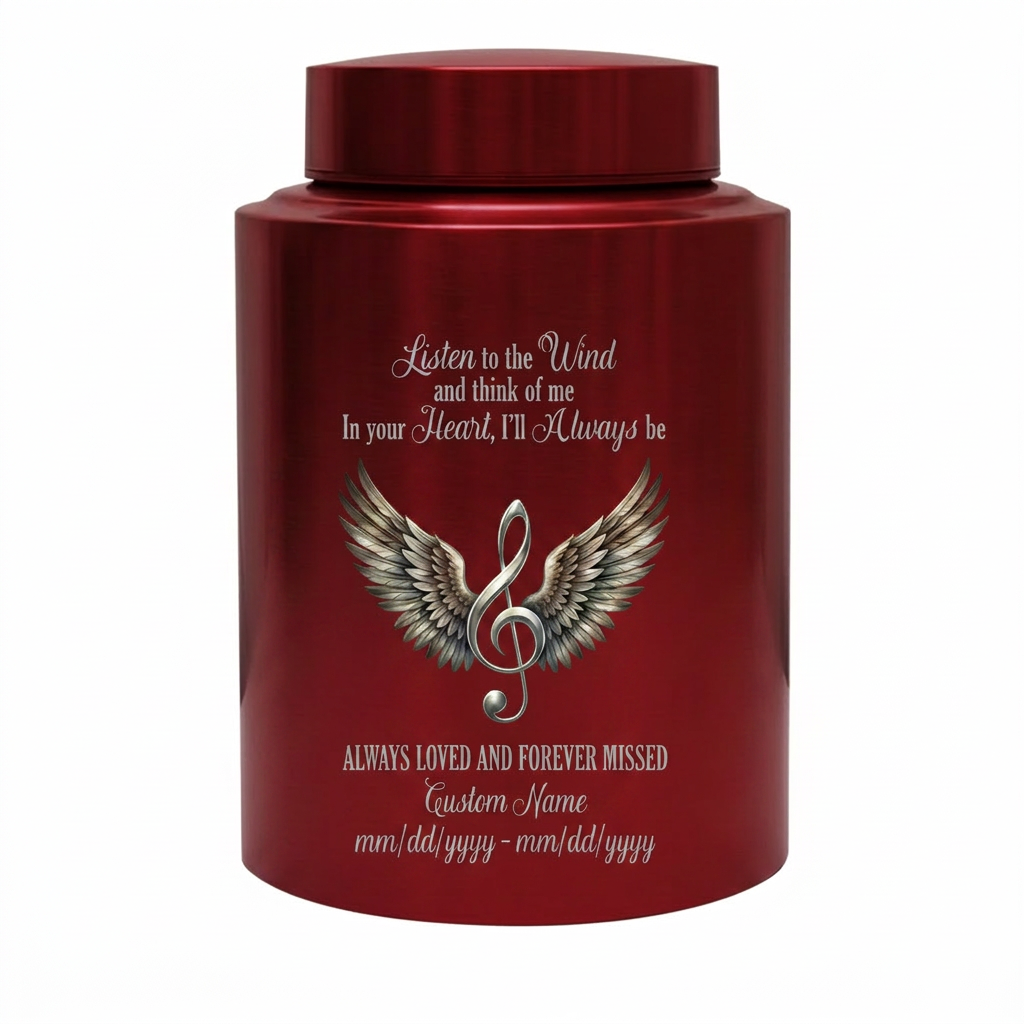 Personalized Music Note Angel Wings Treble Clef Vessel For Music Lovers Loved One Funeral Ashes Container Silver Black Gold Red Small Large Memorial Keepsake Urn, Memorial Gift, In Loving Memory - Image 10