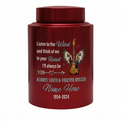 Personalized Guitar Angel Wings Music Lover Stainless Steel Cremation Urn Funeral Adult Male Female Human Ashes Large Silver Black Gold Red Memorial Keepsake Urn, Memorial Gift, In Loving Memory - Image 10