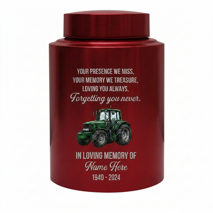 Personalized Farmer UV Printed Urn Forgetting You Never Dad Grandfather Husband Funeral Display Bereavement Tribute Ash Holder Two Sizes Memorial Keepsake Urn, Memorial Gift, In Loving Memory - Image 10