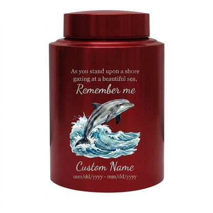 Personalized Dolphin Ocean Beach Themed UV Printed Metal Funeral Ash Container For Mom Dad Adult Male Female Large Cremation Memorial Keepsake Urn, Memorial Gift, In Loving Memory - Image 10