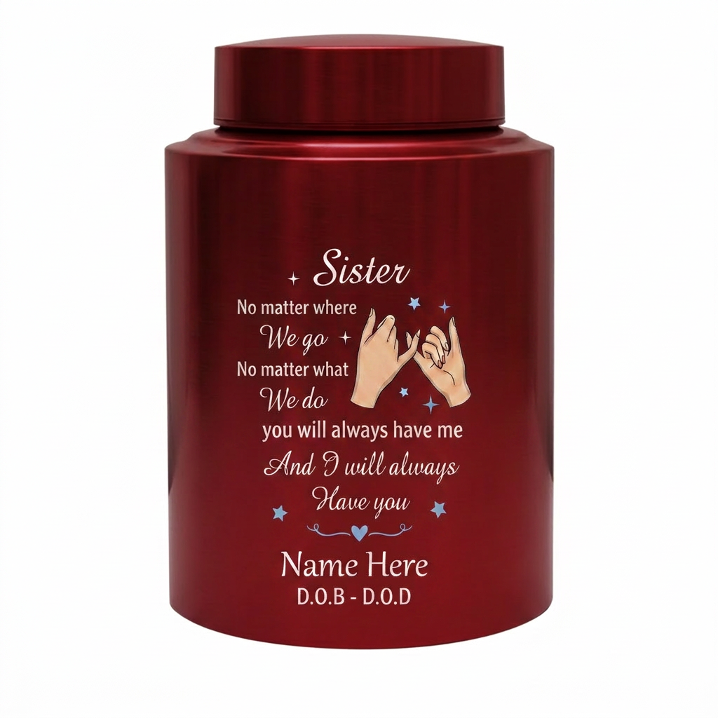 Personalized Sister Pinky Promise Interlocking Hands Stainless Steel Memorial Cremation Urn for Bestie Sister-In-Law Loss, 2 Sizes, Memorial Keepsake Urn, Memorial Gift, In Loving Memory - Image 10