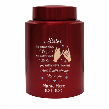 Personalized Sister Pinky Promise Interlocking Hands Stainless Steel Memorial Cremation Urn for Bestie Sister-In-Law Loss, 2 Sizes, Memorial Keepsake Urn, Memorial Gift, In Loving Memory - Image 10