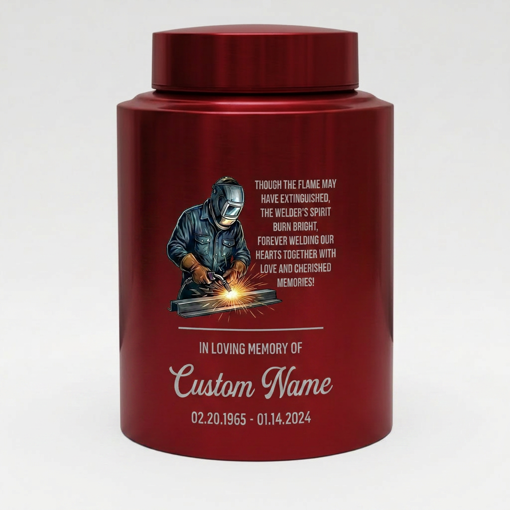 Personalized Welder Theme Stainless Steel UV Print Cremation Ashes Holder for Loss of Husband Father Colleague Sympathy Bereavement Memorial Keepsake Urn, Memorial Gift, In Loving Memory - Image 10