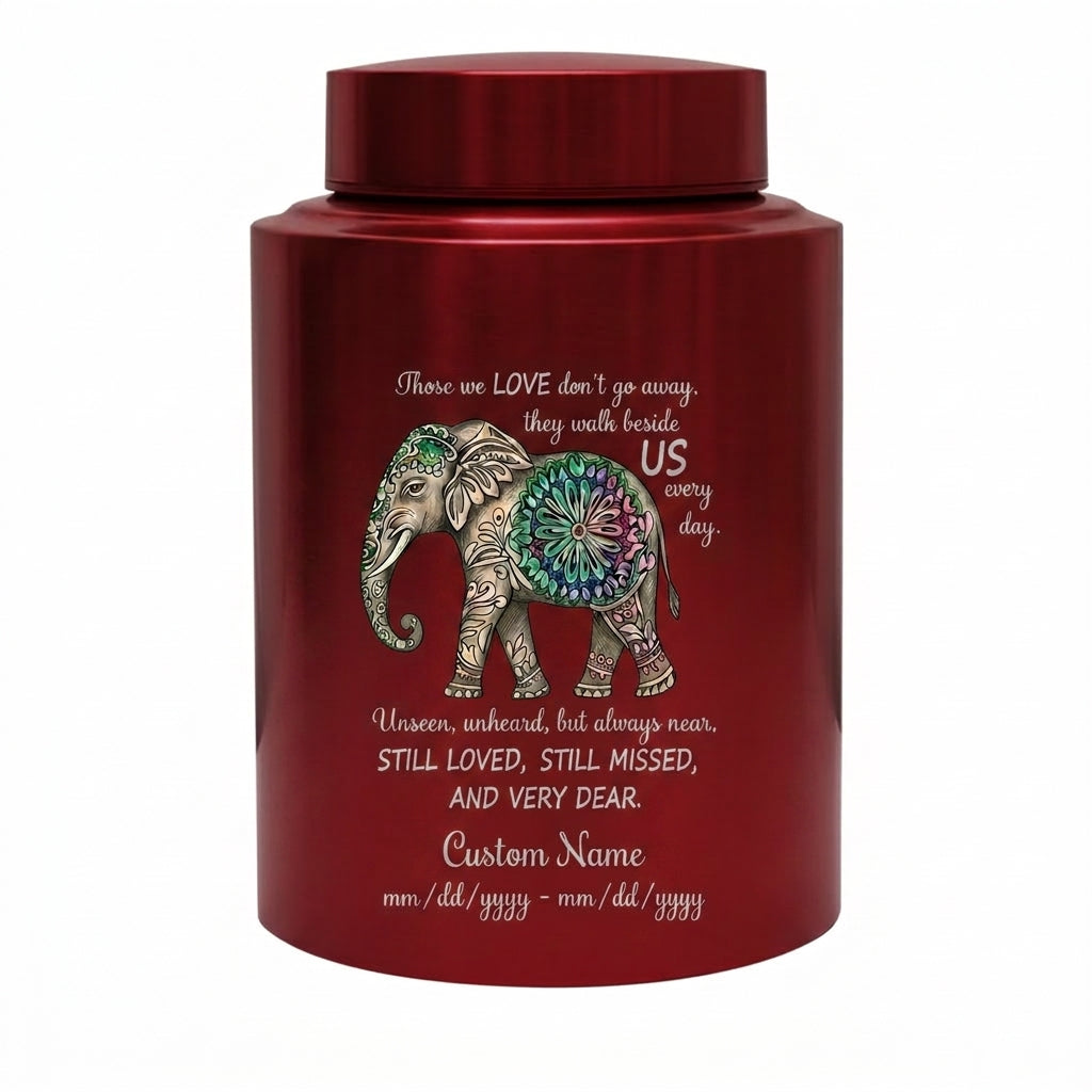 Personalized Floral Elephant Pattern Stainless Steel Large Urn for Human Ashes, Loss of Mother Father Loved One Sympathy Gift, Bereavement Memorial Keepsake Urn, Memorial Gift, In Loving Memory - Image 10