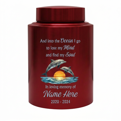 Personalized Dolphin Ocean Stainless Steel Cremation Urn for Adult Male Female Mom Dad, Large UV Print Decorative Funeral Ashes Container, Memorial Keepsake Urn, Memorial Gift, In Loving Memory - Image 10
