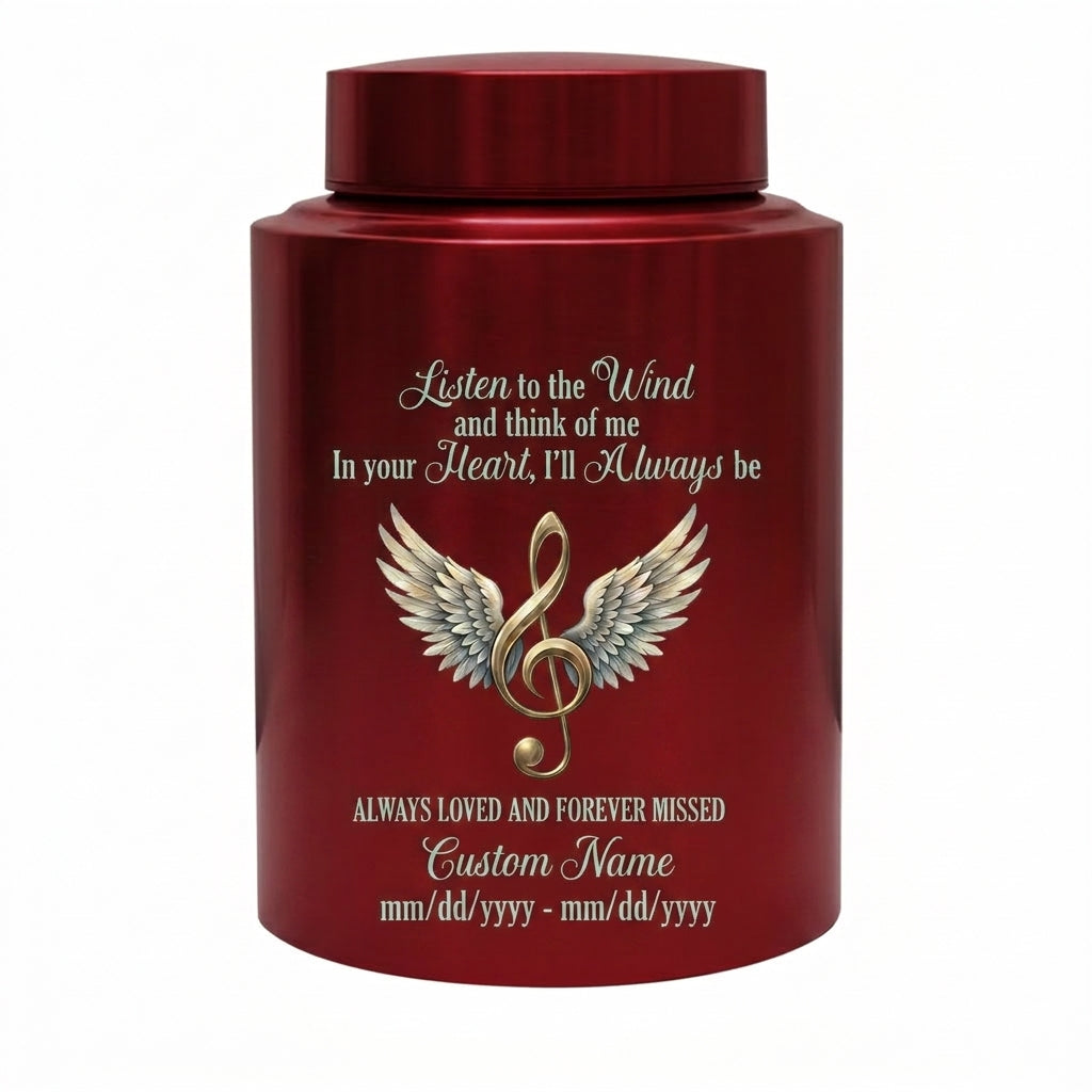 Personalized Music Note Angel Wings Treble Clef Vessel For Music Lovers Loved One Funeral Ashes Container Silver Black Gold Red Small Large Memorial Keepsake Urn, Memorial Gift, In Loving Memory - Image 10