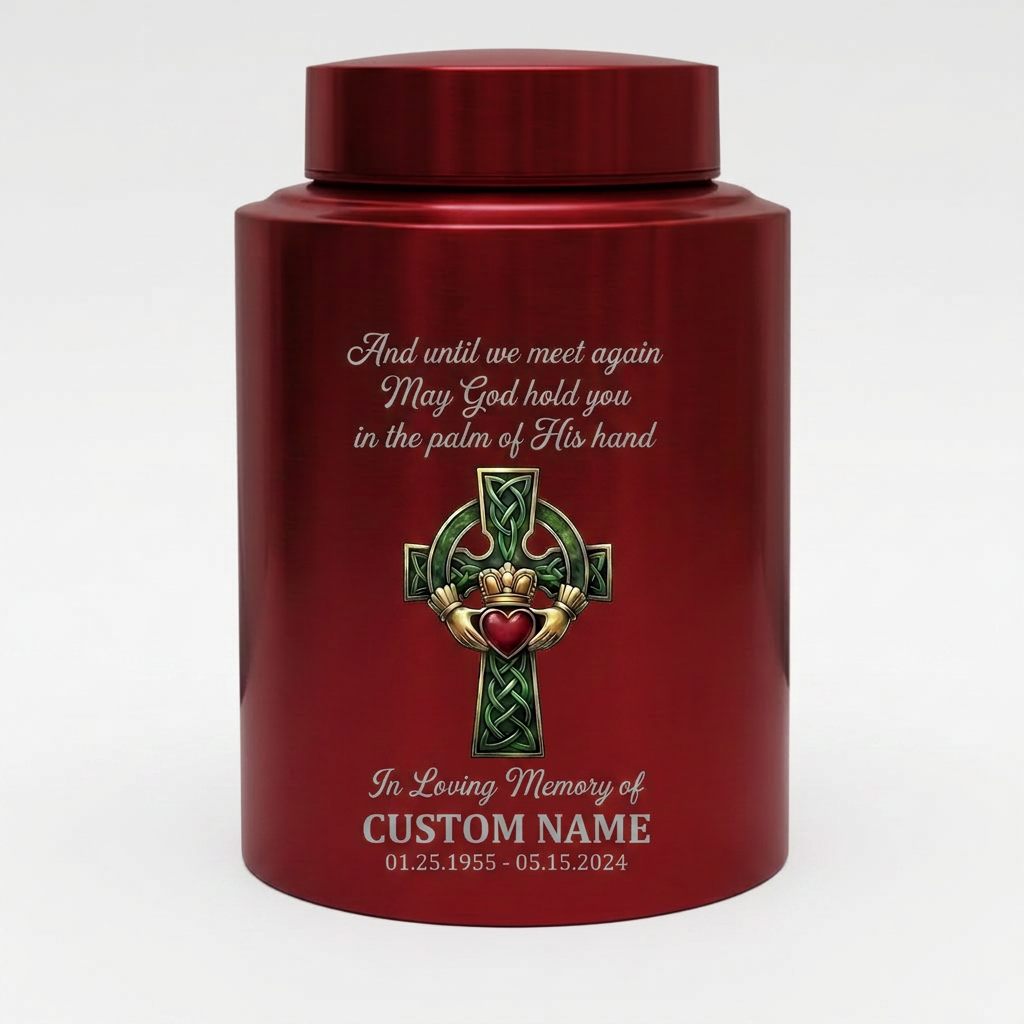 Personalized Irish Blessing UV Printed Cremation Urn for Human Ashes Bereavement Loss of Mother Father Funeral Display Silver Black Gold Red Memorial Keepsake Urn, Memorial Gift, In Loving Memory - Image 10