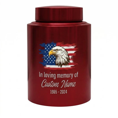 Personalized Eagle Cremation Urn for Human Ashes Adult Men Dad Veteran, UV Printed Metal Tribute Ash Container in Small 5.9in or Large 7.5in, Memorial Keepsake Urn, Memorial Gift, In Loving Memory - Image 10