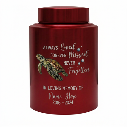 Personalized Sea Turtle Ocean Animal UV Print Custom Urn for Pet Ashes Loved One Loss Bereavement Condolence Present Decorative Metal Display Memorial Keepsake Urn, Memorial Gift, In Loving Memory - Image 10