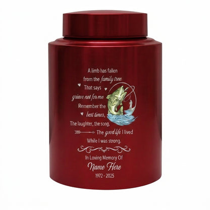 Personalized Bass Fishing Fisherman Stainless Steel Cremation Ash Container, A Limb Has Fallen Family Tree Poem for Father Grandfather, Memorial Keepsake Urn, Memorial Gift, In Loving Memory - Image 10