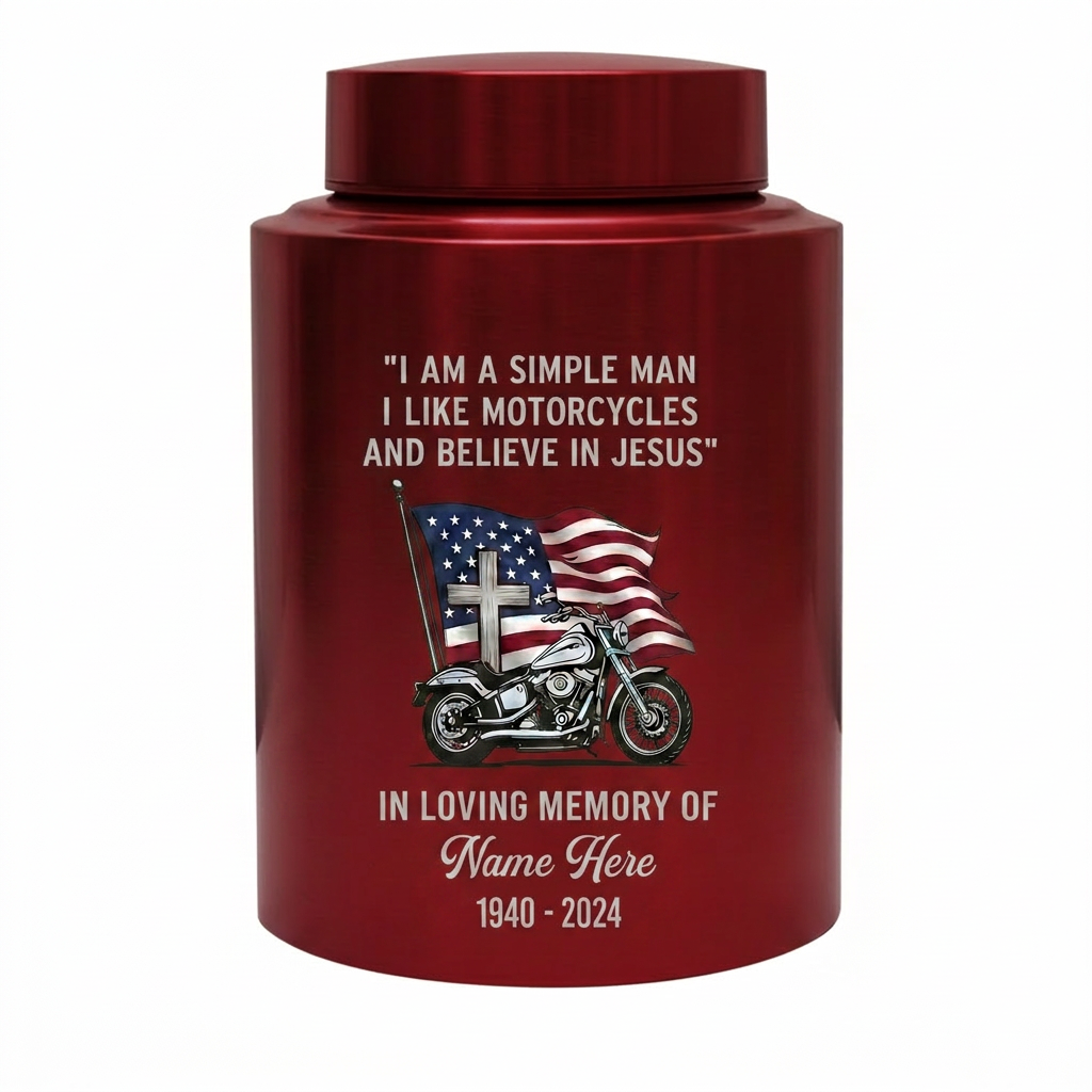 Personalized Motorcycle Riding in Heaven Large Stainless Steel UV Print For Dad Adult Male Biker Christian Cremation Ash Holder Memorial Keepsake Urn, Memorial Gift, In Loving Memory - Image 10